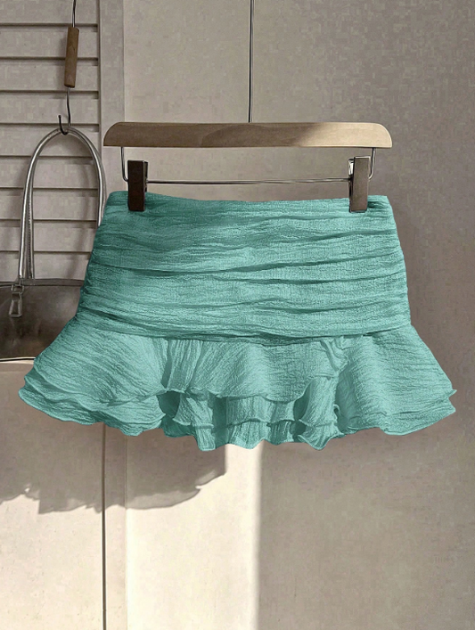 blue ruffle skirt