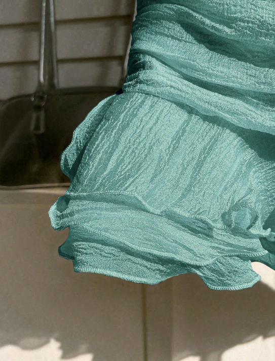 blue ruffle skirt