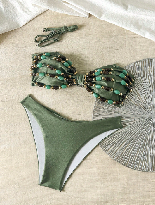 jade beaded bikini