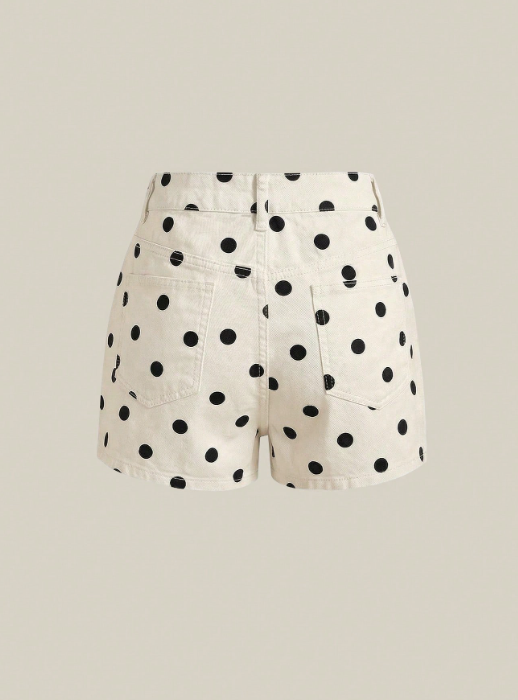 polka dot denim skort