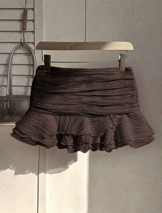 espresso ruffle skirt