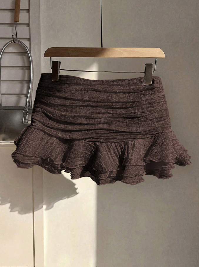 espresso ruffle skirt