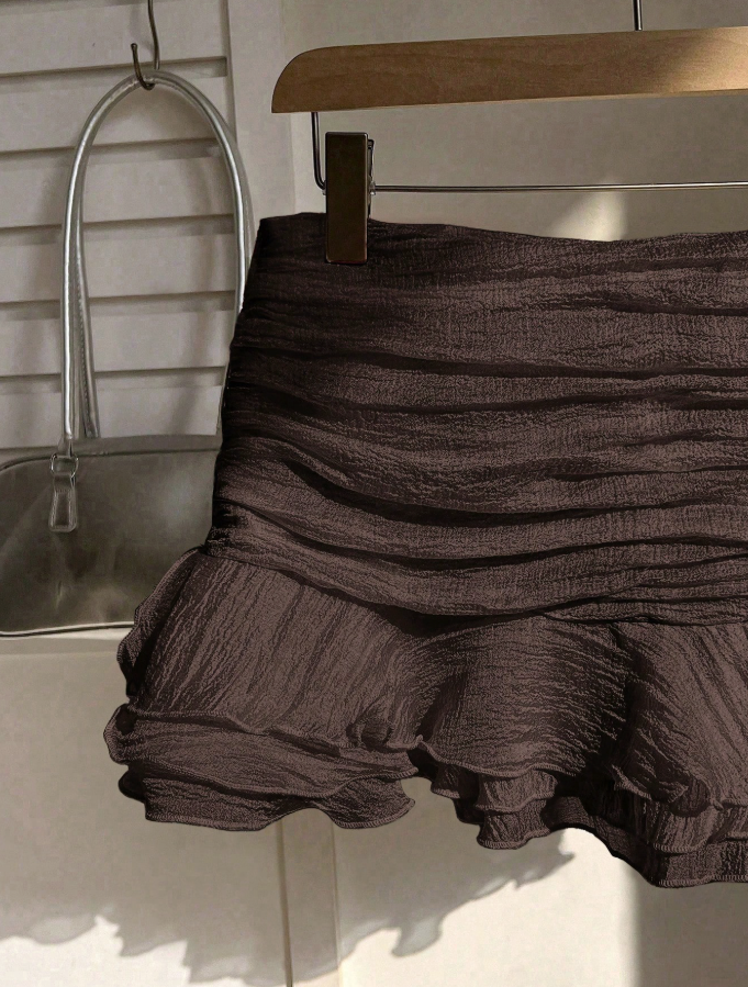 espresso ruffle skirt