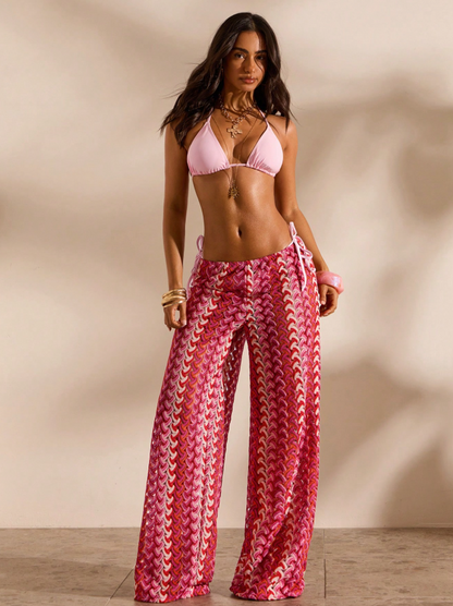 pink wave knit pants