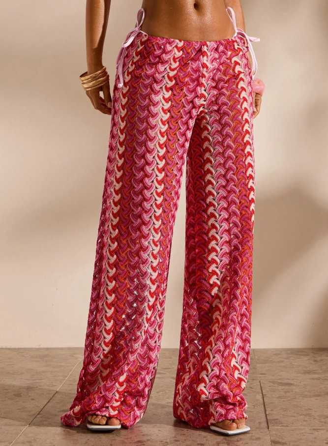 pink wave knit pants