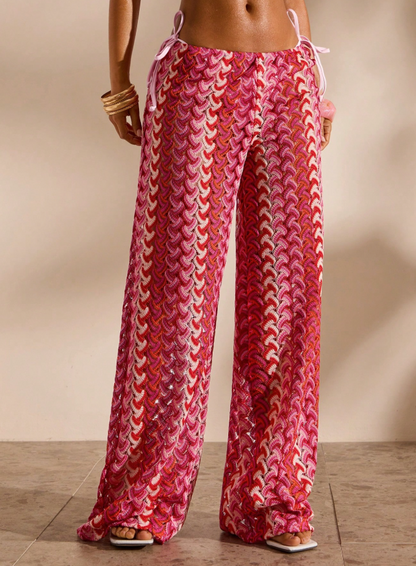 pink wave knit pants