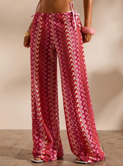 pink wave knit pants