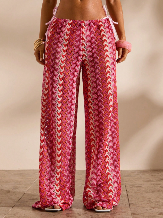 pink wave knit pants