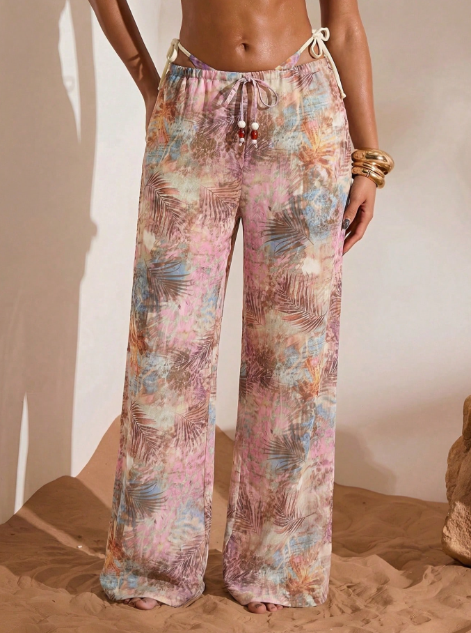 watercolor palm mesh pants