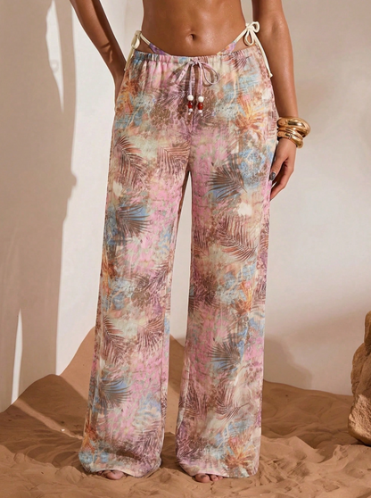 watercolor palm mesh pants