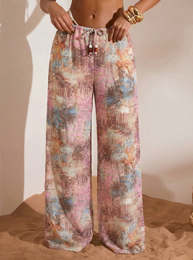 watercolor palm mesh pants