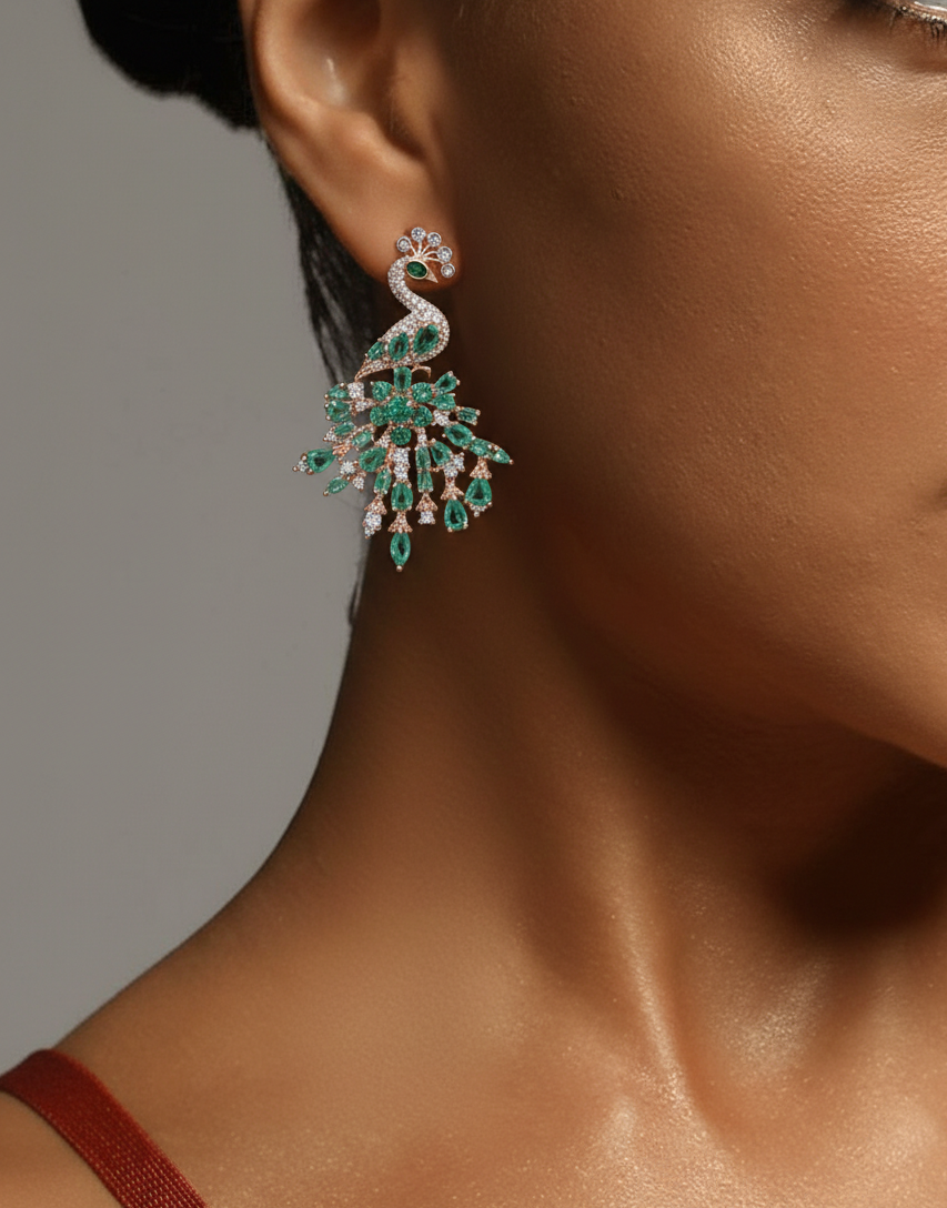 aqua peacock earrings