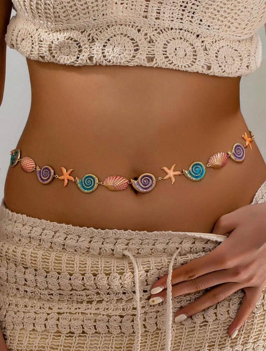 mermaid sea shell belly chain