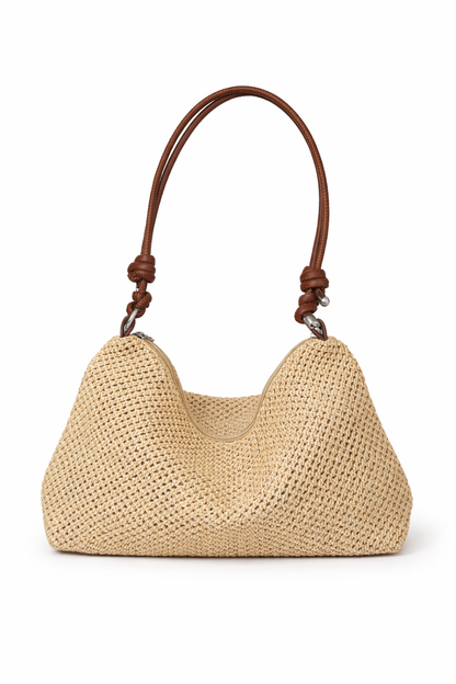 boho straw knot bag