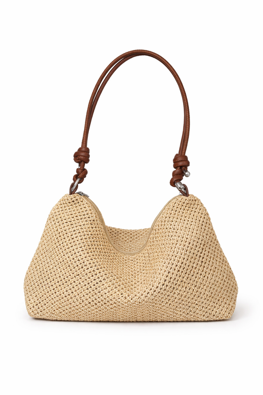 boho straw knot bag