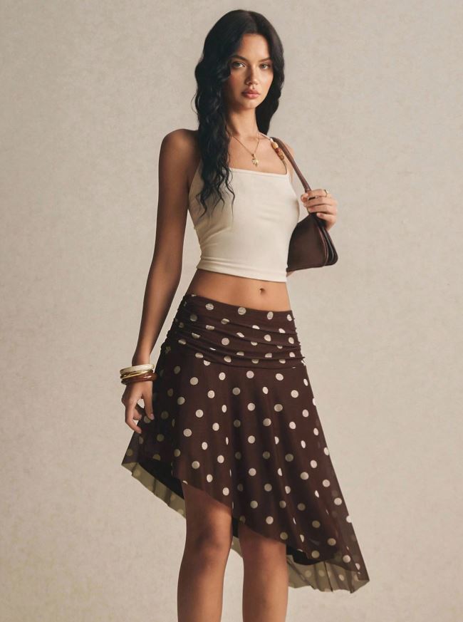 espresso polka dot skirt