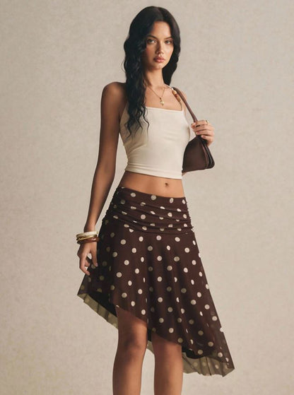 espresso polka dot skirt