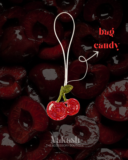 cherry beaded bag charm